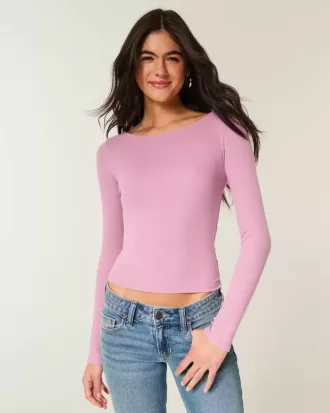Top a maniche lunghe con scollo a V