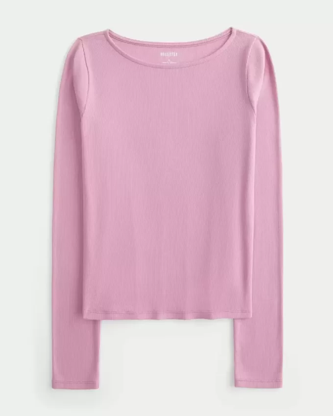 Top a maniche lunghe con scollo a V