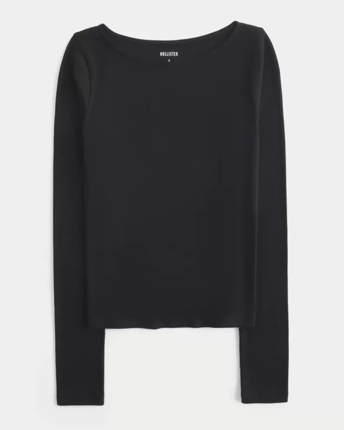 Top a maniche lunghe con scollo a V