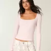 Top a maniche lunghe con scollo quadrato