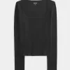 Top a maniche lunghe con scollo quadrato