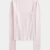 Top a maniche lunghe con scollo quadrato