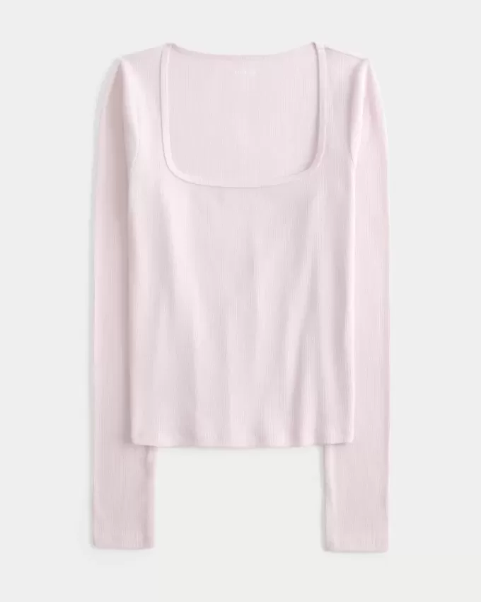 Top a maniche lunghe con scollo quadrato