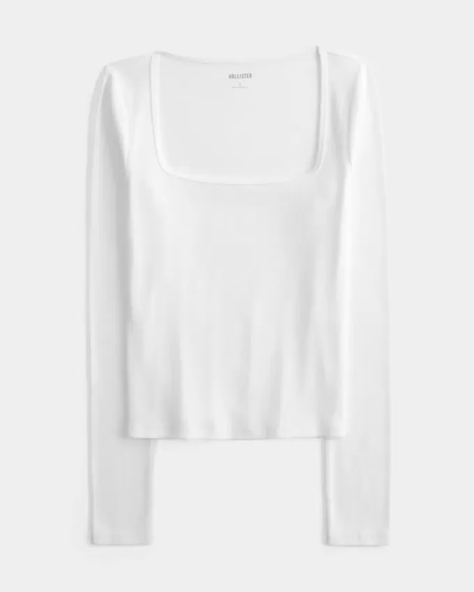 Top a maniche lunghe con scollo quadrato