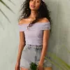 Top a spalle scoperte con scollo a V e scollo a V in rete