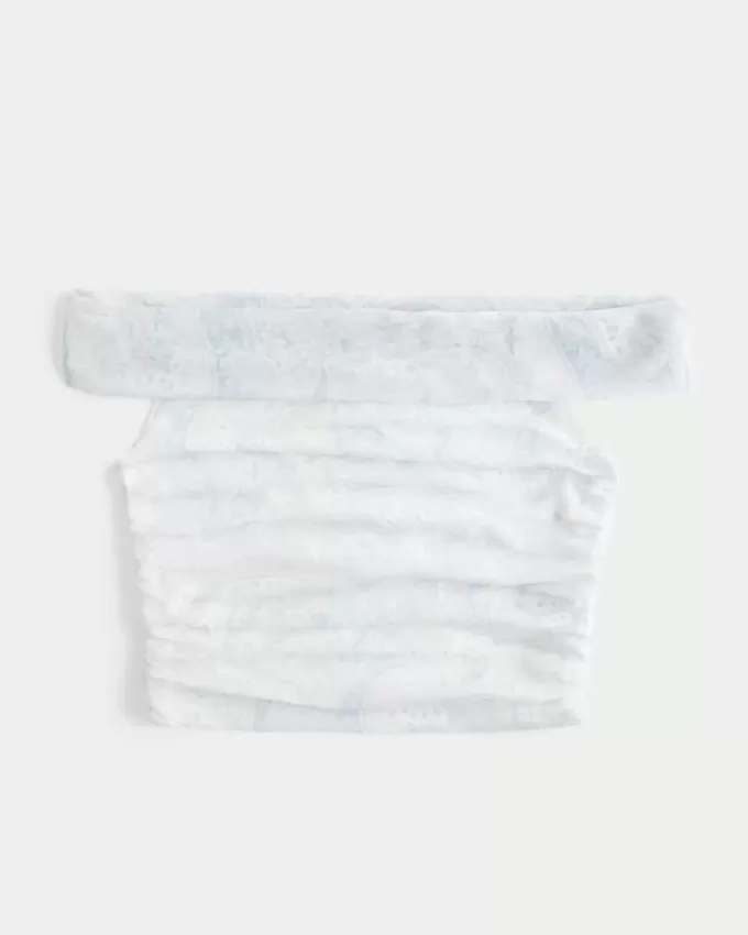 Top a spalle scoperte con scollo a V e scollo a V in rete