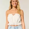 Top a tubino con inserti in pizzo senza spalline Easy Crop Top a tubino con inserti in pizzo senza spalline Easy Crop
