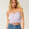 Top a tubino con inserti in pizzo senza spalline Easy Crop Top a tubino con inserti in pizzo senza spalline Easy Crop
