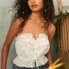 Top a tubino con inserti in pizzo senza spalline Easy Crop Top a tubino con inserti in pizzo senza spalline Easy Crop