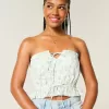 Top a tubino con inserti in pizzo senza spalline Easy Crop Top a tubino con inserti in pizzo senza spalline Easy Crop