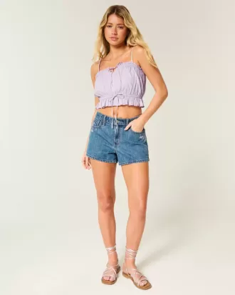 Top a tubino con inserti in pizzo senza spalline Easy Crop