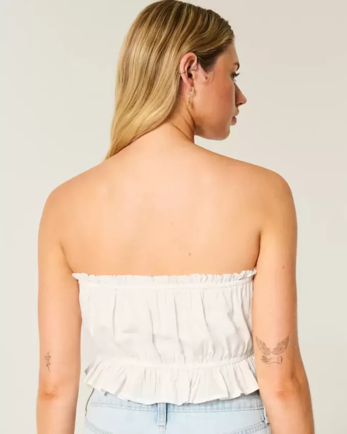 Top a tubino con inserti in pizzo senza spalline Easy Crop Top a tubino con inserti in pizzo senza spalline Easy Crop