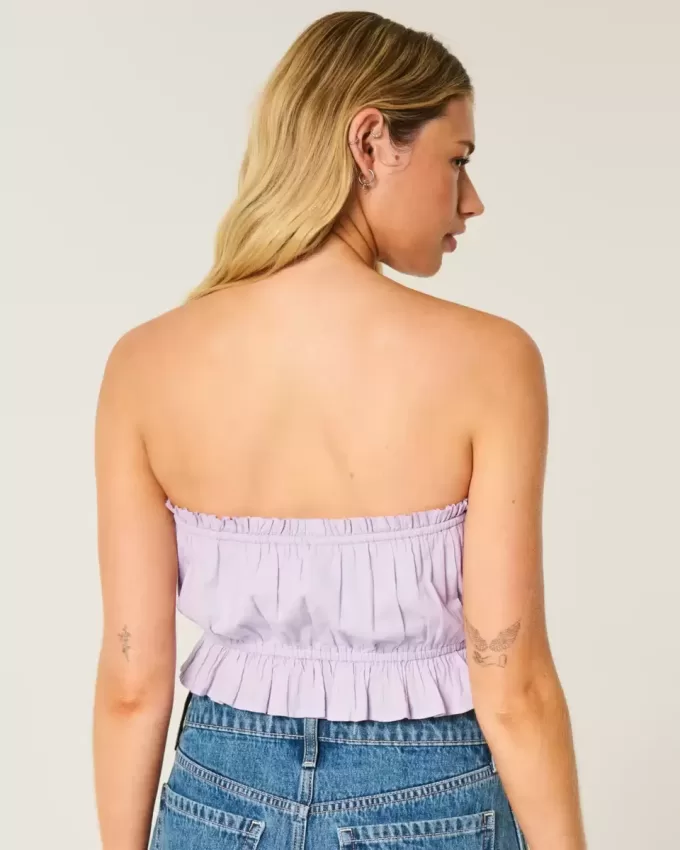 Top a tubino con inserti in pizzo senza spalline Easy Crop Top a tubino con inserti in pizzo senza spalline Easy Crop