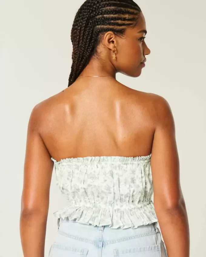 Top a tubino con inserti in pizzo senza spalline Easy Crop Top a tubino con inserti in pizzo senza spalline Easy Crop