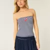 Top a tubino ricamato senza spalline con ciliegie Top a tubino ricamato senza spalline con ciliegie