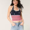 Top all’uncinetto con motivo bandiera americana