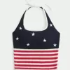 Top all’uncinetto con motivo bandiera americana