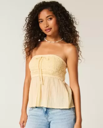 Top babydoll all’uncinetto senza spalline facile