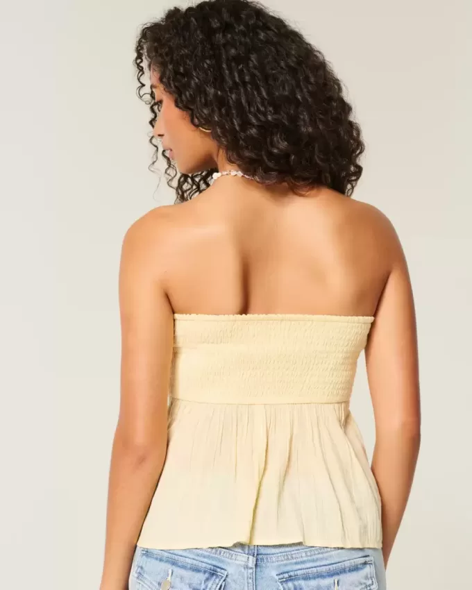 Top babydoll all’uncinetto senza spalline facile