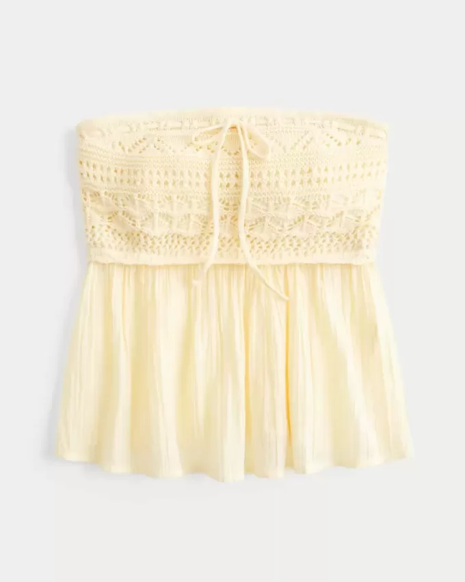 Top babydoll all’uncinetto senza spalline facile