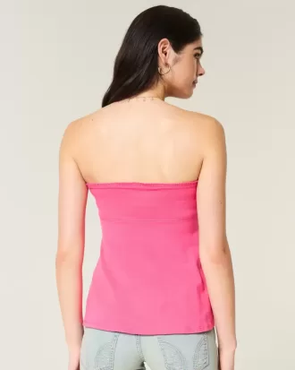 Top babydoll con laccetti e bustino senza spalline