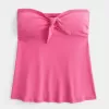 Top babydoll con laccetti e bustino senza spalline Top babydoll con laccetti e bustino senza spalline