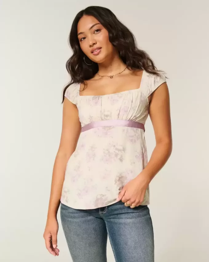 Top babydoll con lacci in raso