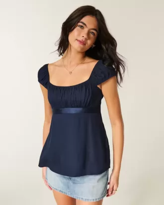 Top babydoll con lacci in raso