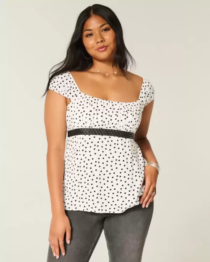 Top babydoll con lacci in raso