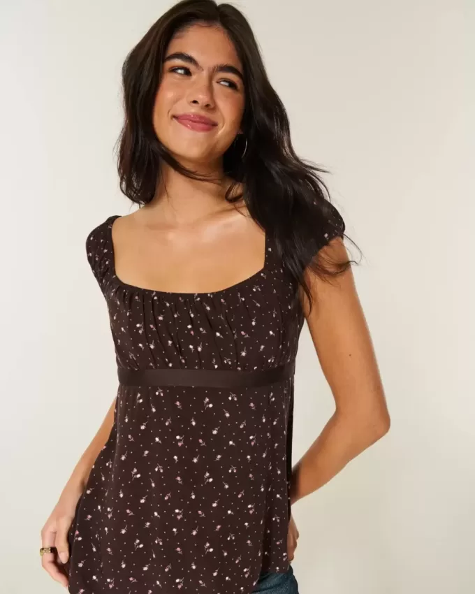 Top babydoll con lacci in raso