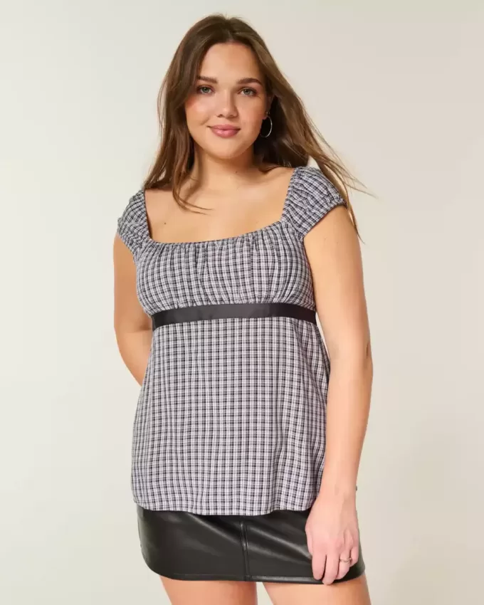 Top babydoll con lacci in raso
