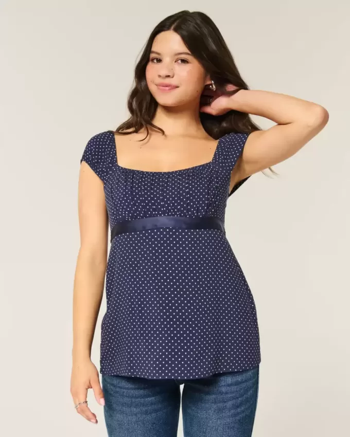 Top babydoll con lacci in raso