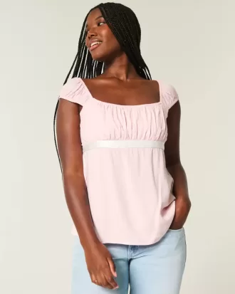 Top babydoll con lacci in raso