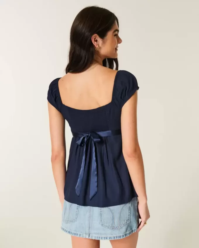 Top babydoll con lacci in raso Top babydoll con lacci in raso