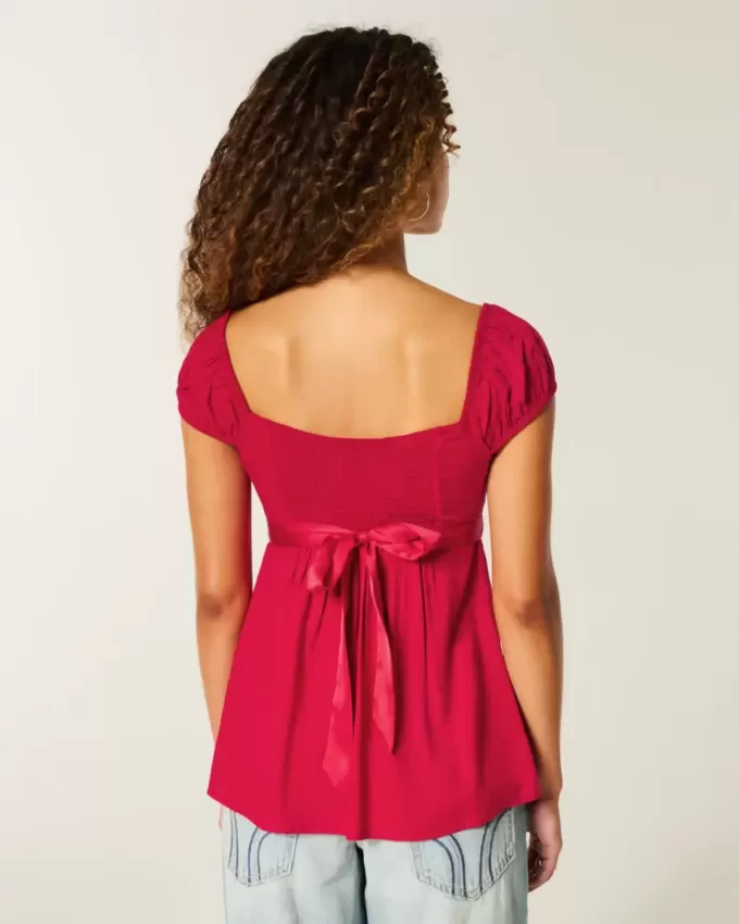 Top babydoll con lacci in raso