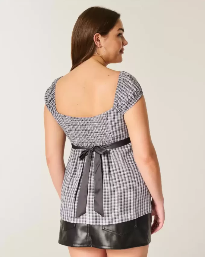 Top babydoll con lacci in raso