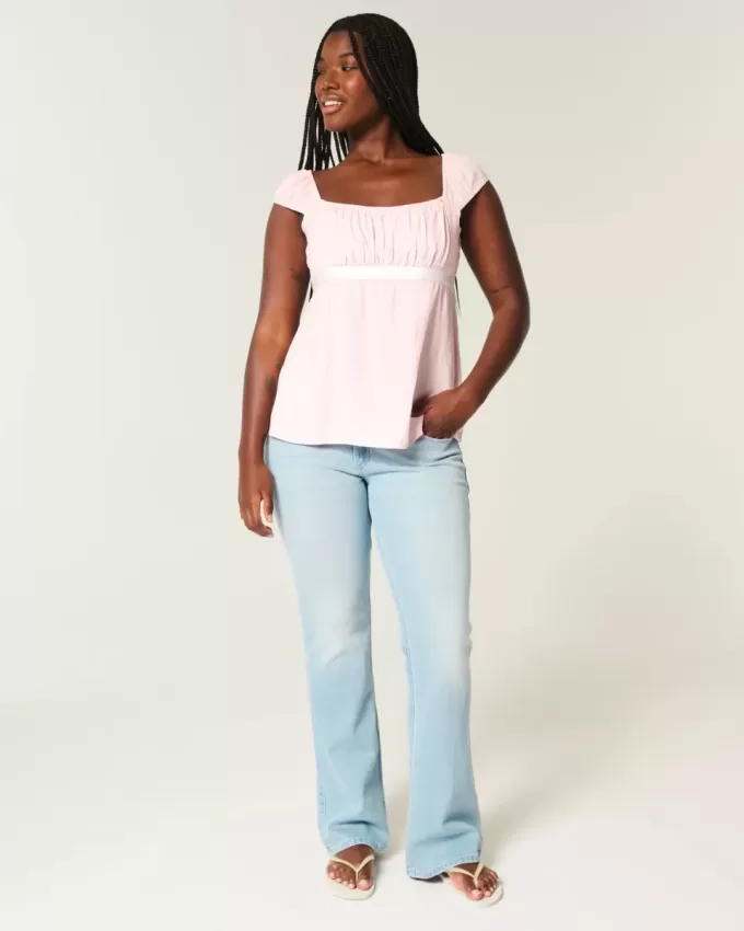 Top babydoll con lacci in raso