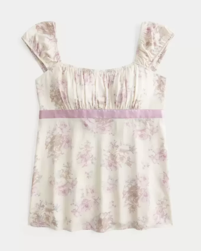 Top babydoll con lacci in raso