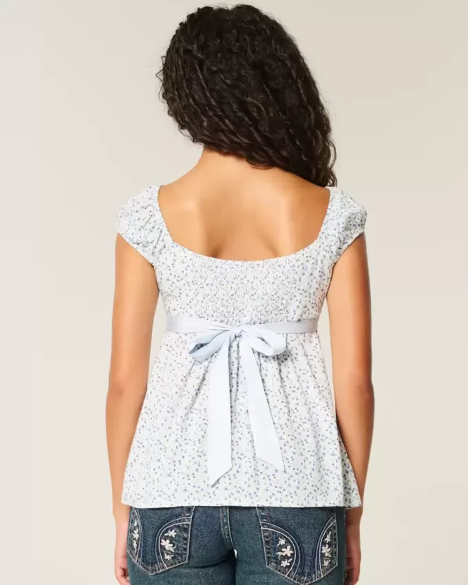 Top babydoll con lacci in raso