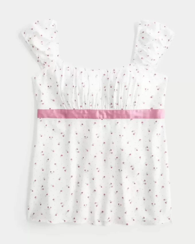 Top babydoll con lacci in raso