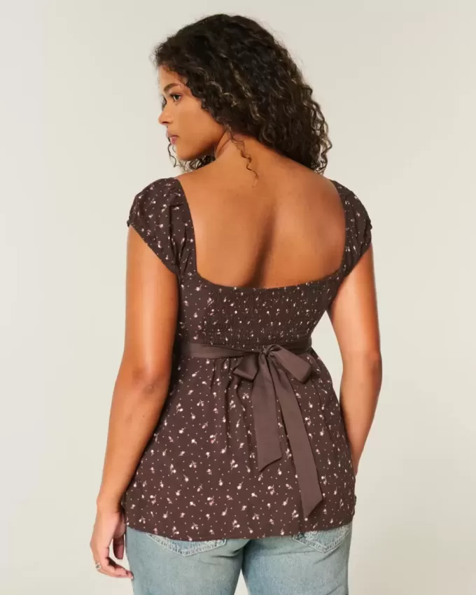 Top babydoll con lacci in raso