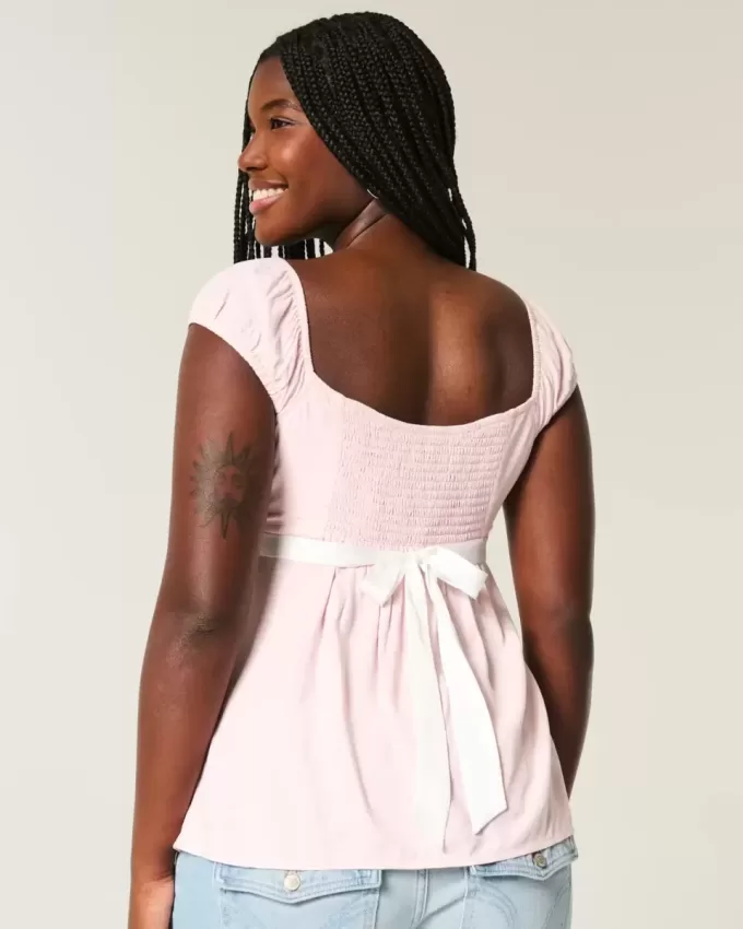 Top babydoll con lacci in raso