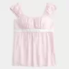 Top babydoll con lacci in raso