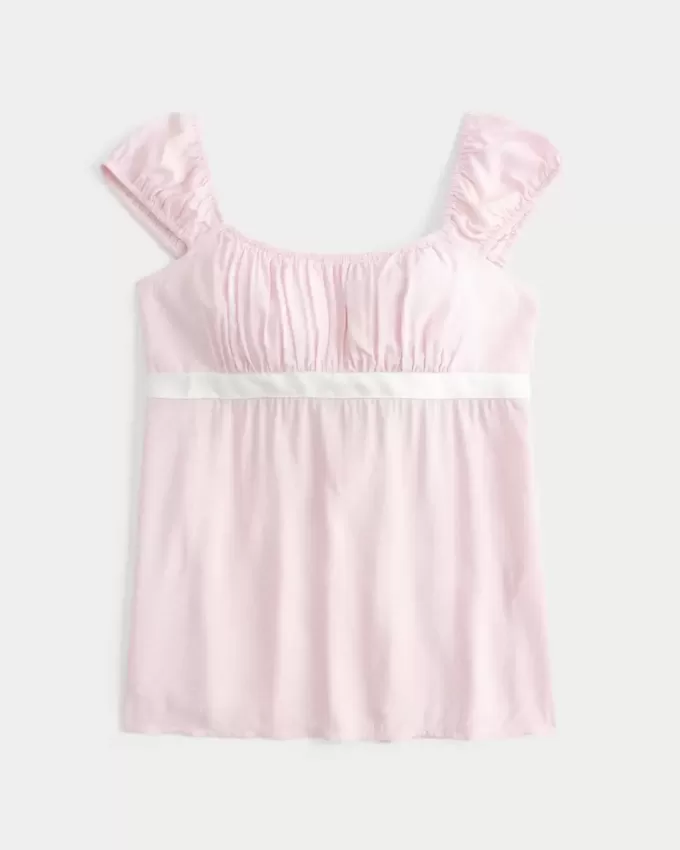 Top babydoll con lacci in raso