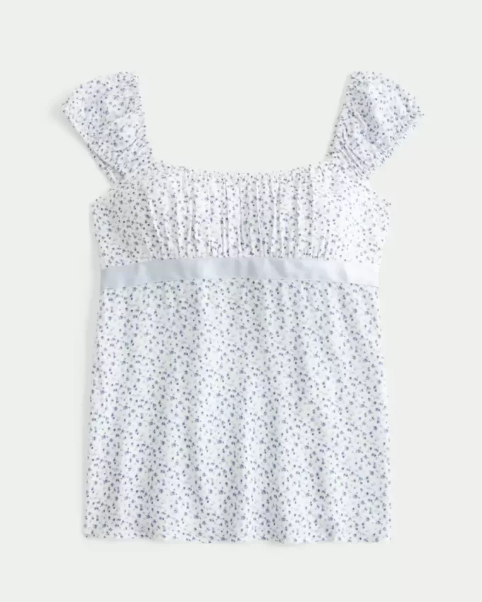 Top babydoll con lacci in raso