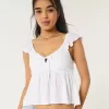 Top babydoll con lacci sul davanti