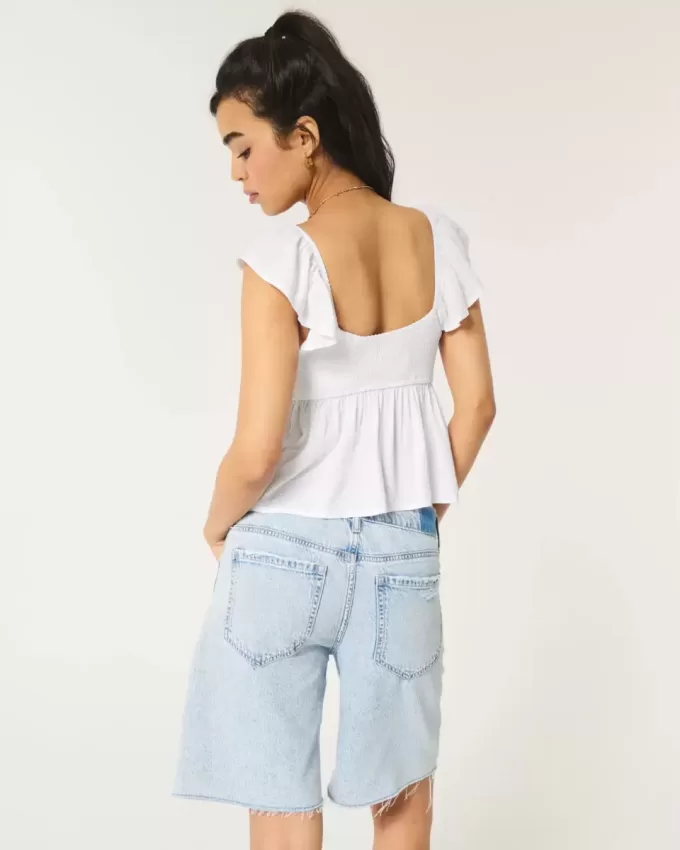 Top babydoll con lacci sul davanti