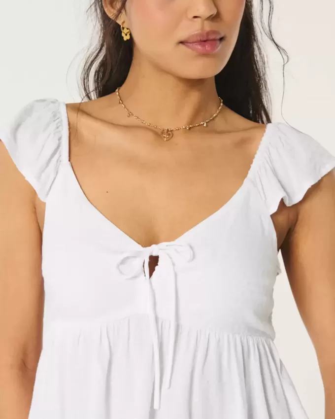Top babydoll con lacci sul davanti