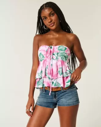 Top babydoll con scollo all’americana a strati