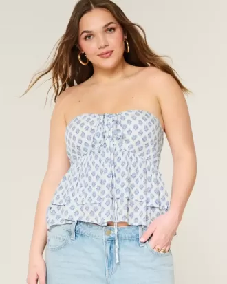 Top babydoll con scollo all’americana a strati